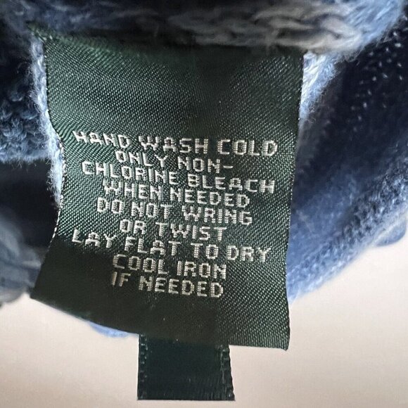 Ralph Lauren Blue Striped Tie V-Neck Pullover Sweater Long Sleeve Women's Size L - Picture 6 of 9